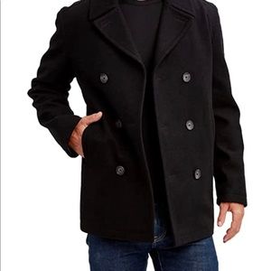 Men's Nautica Wool Double-breasted Peacoat Black Size L